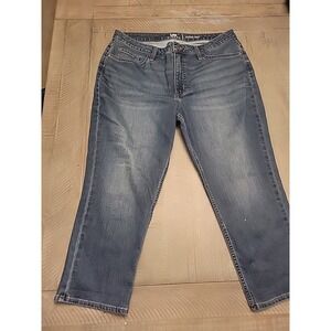 Vintage Lee Riders Mid Rise Mom Jeans‎ Women's 34w Blue Tapered Leg Capri